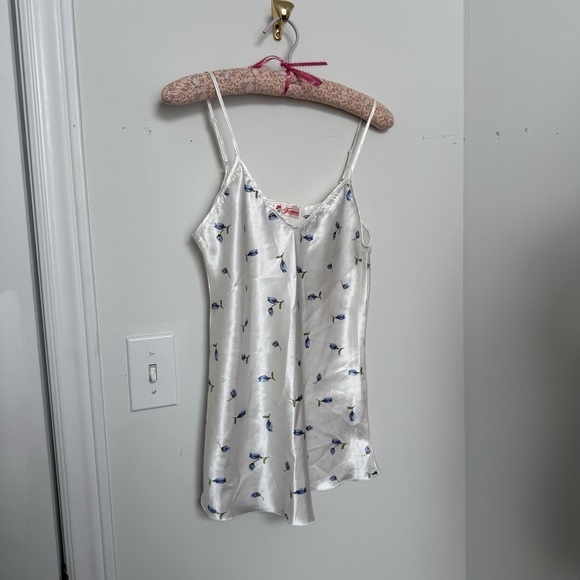 Vintage White and blue Floral slip dress XS/S coquette cottage Fairycore - Picture 3 of 6